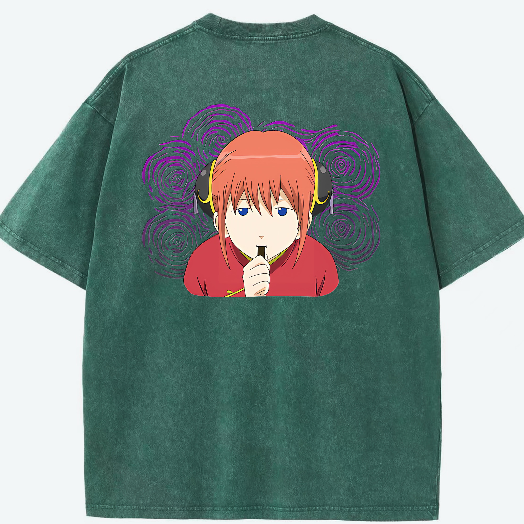 （画像用） ぎんたま 坂田銀時（さかたぎんとき） 神楽 志村新八（しむら しんぱち） GINTAMA Sakata Gintoki Kagura Shimura Shinpachi 綿100% ヴィンテージ風 半袖Tシャツ（背面プリント）